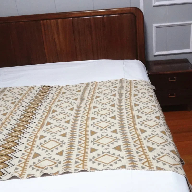Afralia™ Bohemian Knitted Sofa Blanket: Multi-Functional Decor for Home & Travel, All Seasons
