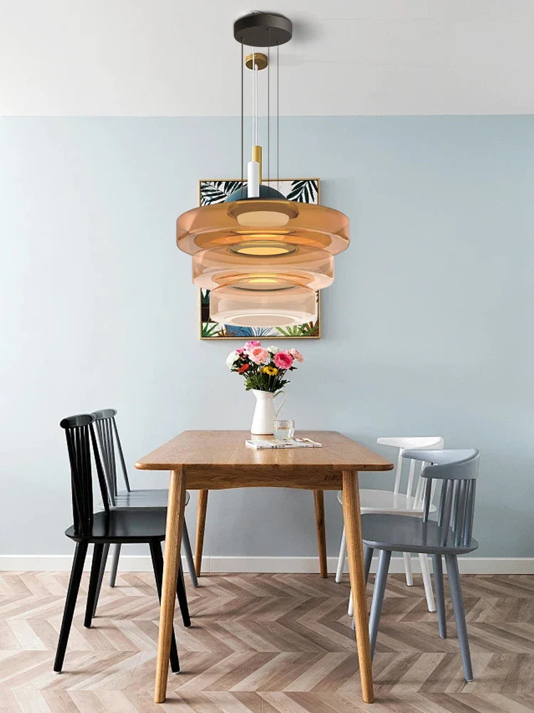 Afralia™ Glass Plate Ceiling Pendant Lights LED Fixture