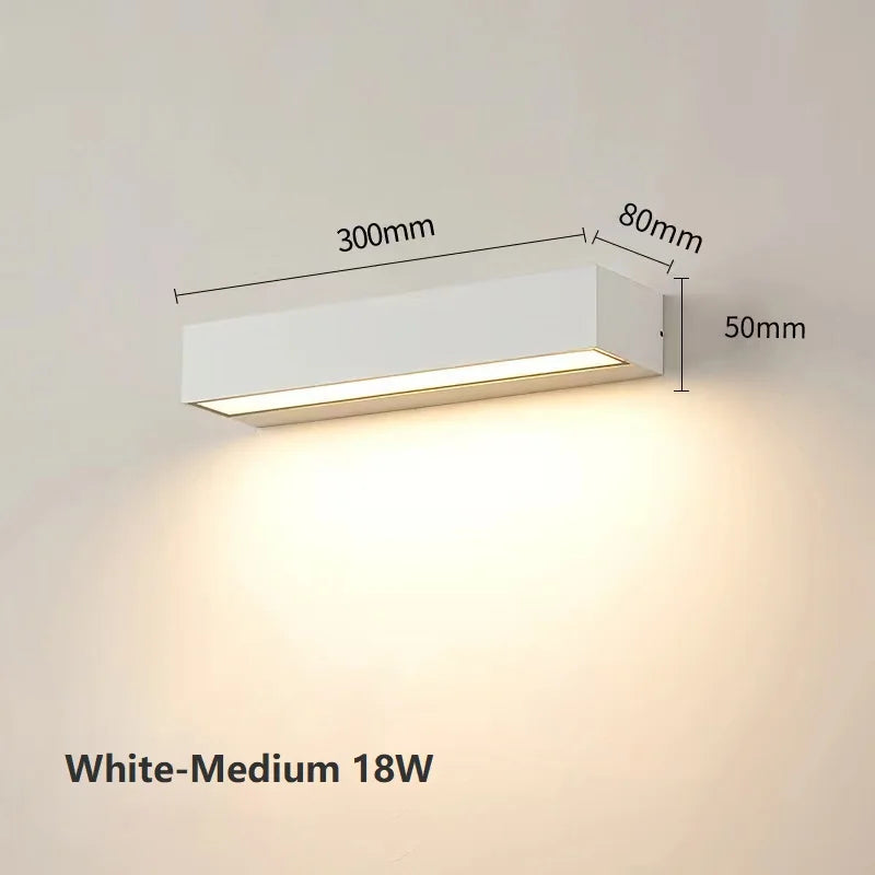 Afralia™ Outdoor Waterproof LED Wall Lights for Balcony Patio Garden Porch, Aluminum, 12W 18W 30W