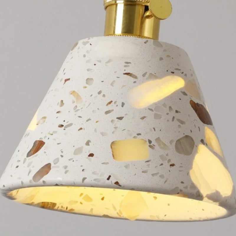 Afralia™ Wabi Sabi LED Pendant Lights Fixture Terrazzo Hanging Lamp Lighting