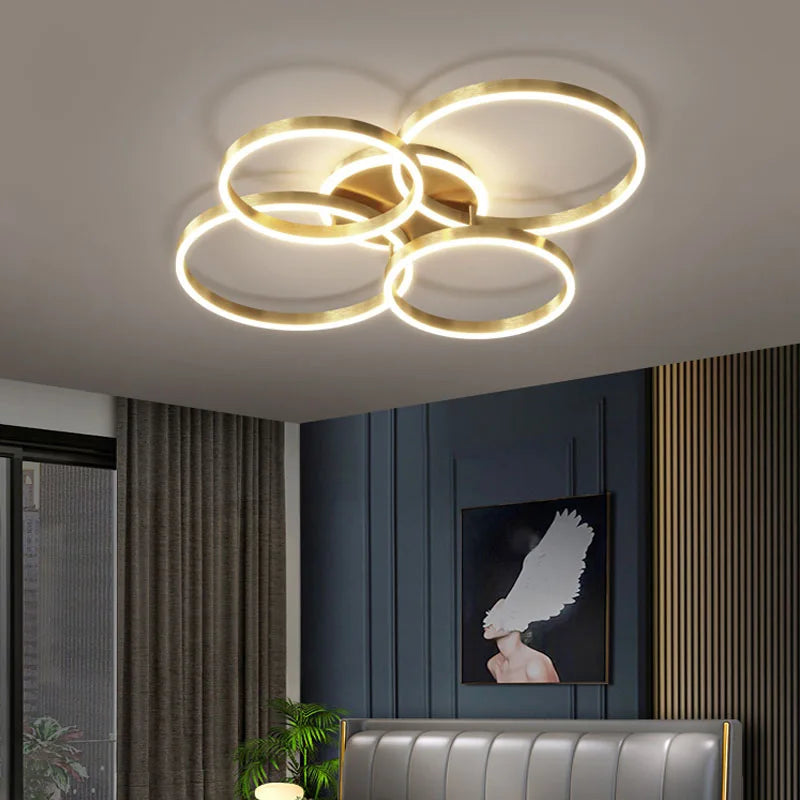Afralia™ LED Chandelier: Modern Living Study Bedroom Lamps, Round Rings Foyer Chandeliers Luminaire