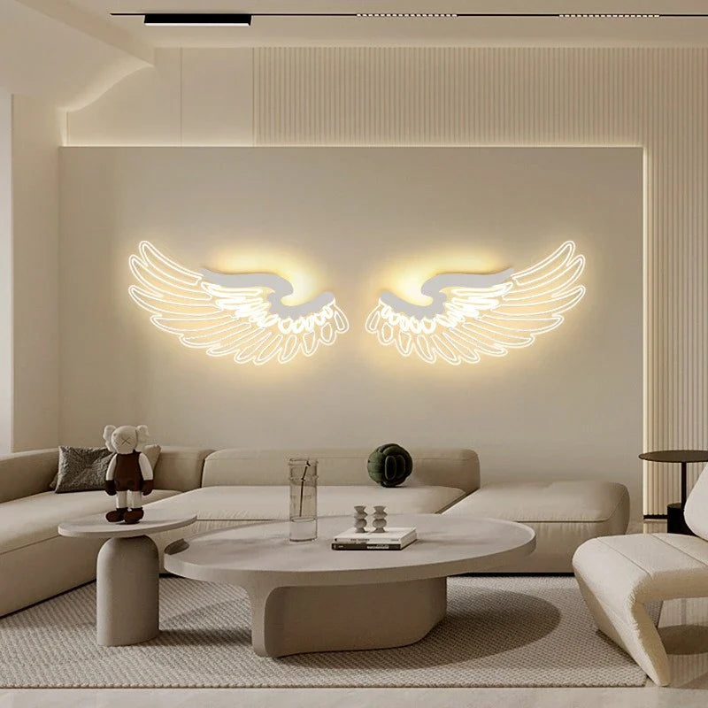 Afralia™ Angel Wings RGB LED Wall Lamp for Living Room Bedroom Restaurant Bar