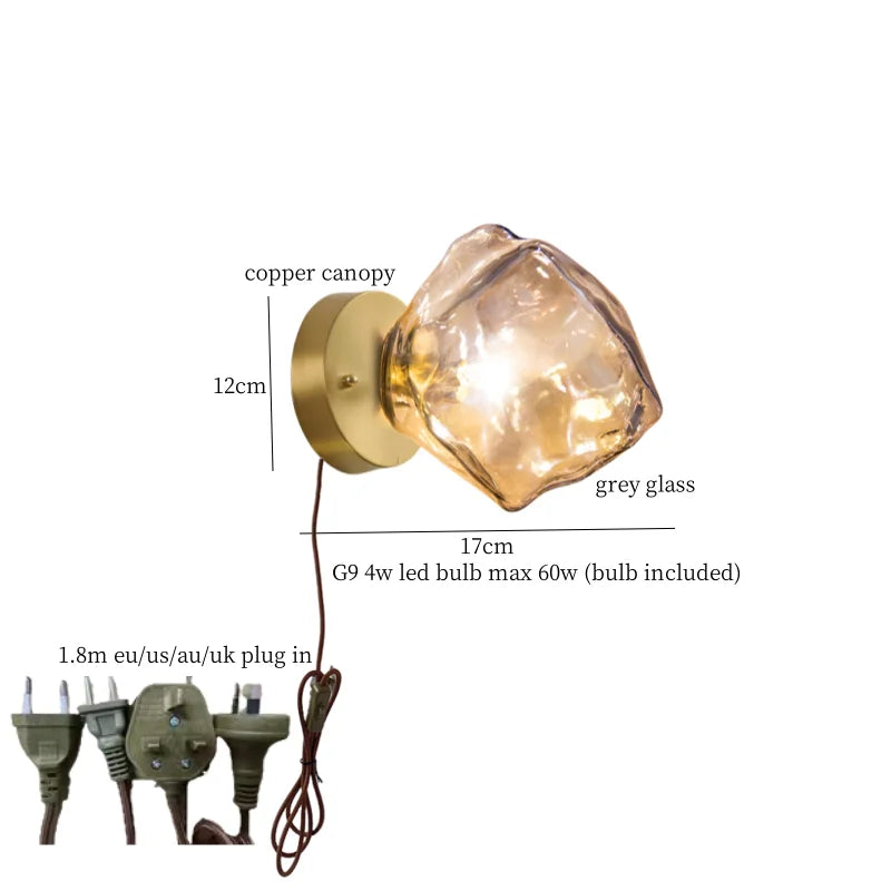 Afralia™ Grey Glass LED Wall Lamp for Home Decor and Lighting