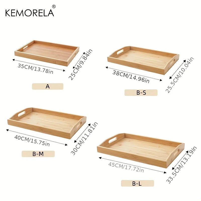 Afralia™ 1PCS Rectangular Wooden Trays - Multipurpose Kitchen Storage Organizer