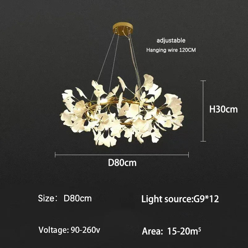Afralia™ Ginkgo Branch Leaf LED Ceiling Chandelier - Modern Nordic Design for Home Decor