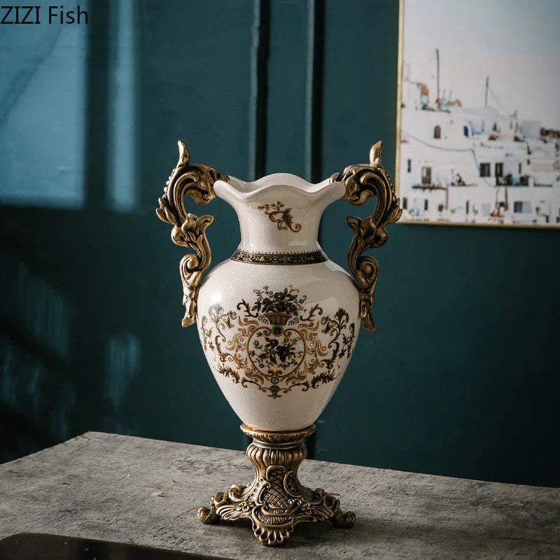 Afralia™ Classic White Ceramic Vase for Desk Decor and Flower Arrangement