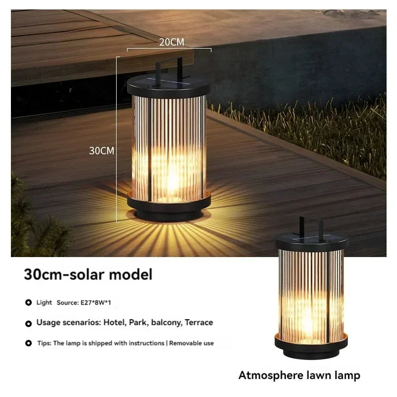 Afralia™ Solar Glass Lantern Garden Floor Lamp for Villa Courtyard Lawn