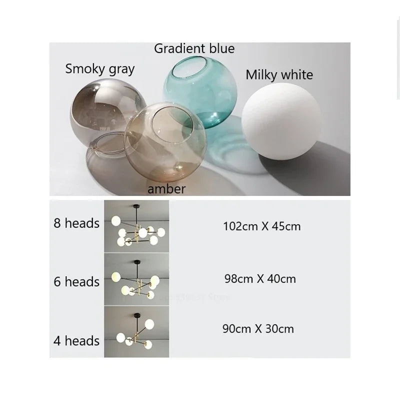 Afralia™ Glass Ball Chandelier: Modern Nordic Lighting Fixture for Living Room and Kitchen