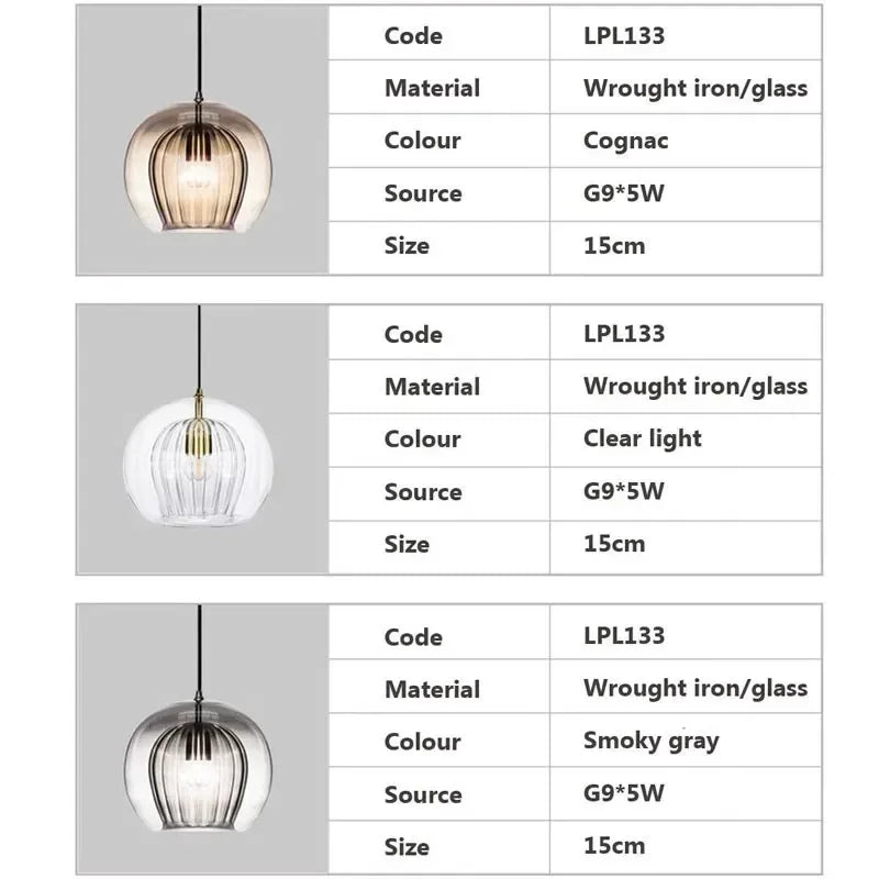 Afralia™ Nordic Glass Pendant Light LED Hanging Lamp for Home Indoor Decor