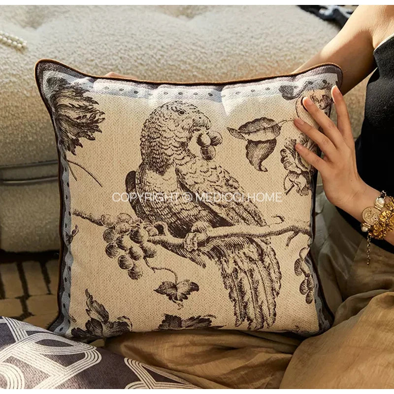 Afralia™ Parrot Decorative Pillow Covers - Luxury American Vintage Style Cozy Cushion Case