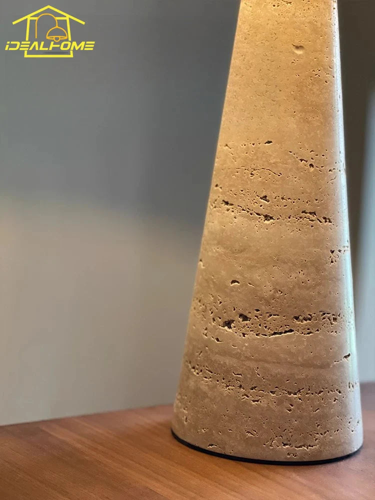Afralia™ Wabi-Sabi Yellow Travertine Table Lamp LED E27 Vintage Desk Light