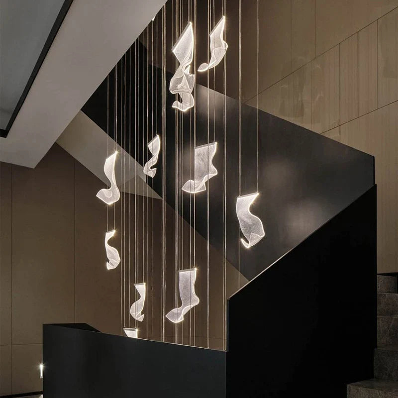 Afralia™ Acrylic Deluxe Staircase Chandelier - Villa, Lobby, Living Room Decor Lighting