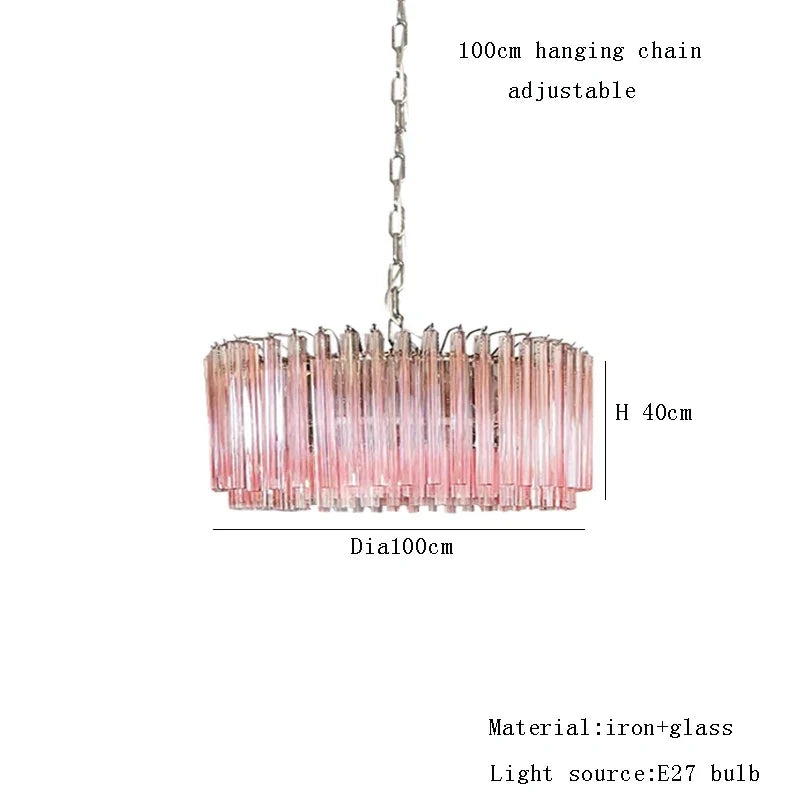 Afralia™ Modern Pink Glass Dining Table Pendant Lamp for Living Room Lighting