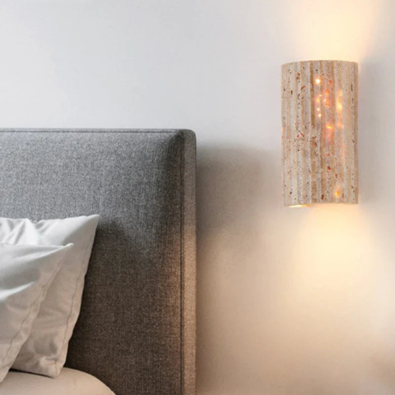 Afralia™ Yellow Travertine LED Wall Light Room Decoration Living Dining LED Wall Lamp