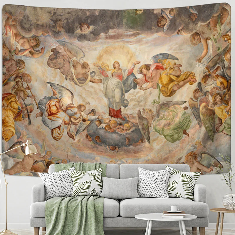 Afralia™ Vintage Angel Tapestry Wall Hanging for Christian Boho Home Decor