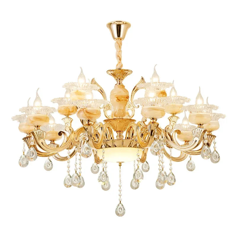 Afralia™ 6-Light LED Dolomite Chandelier for Foyer, Living Room, Kitchen - Modern Ceiling Lighting