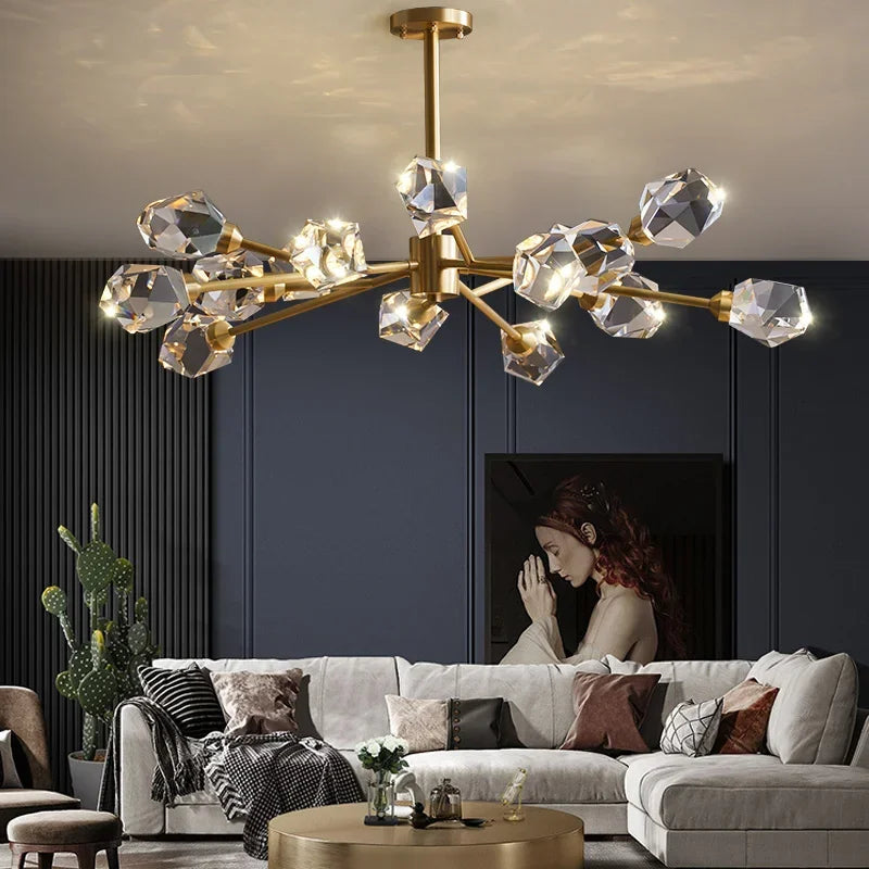 Afralia™ Modern Luxury LED Chandelier, Gold Copper Crystal G9 Pendant Light