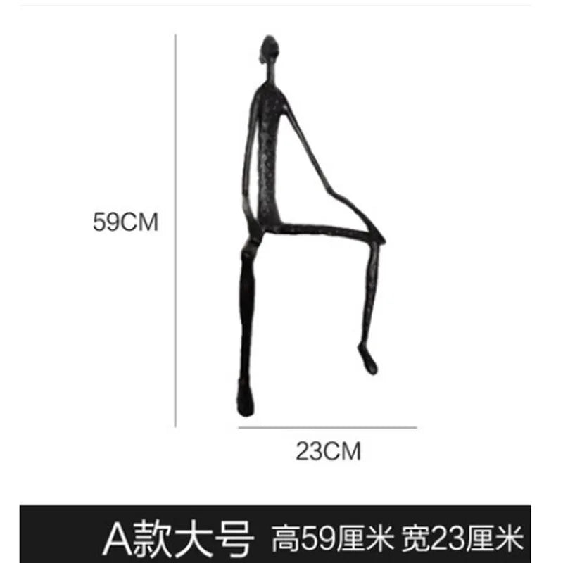 Afralia™ Seated Figure Metal Portrait Sculpture, Handcrafted Iron Statue for Home Decor