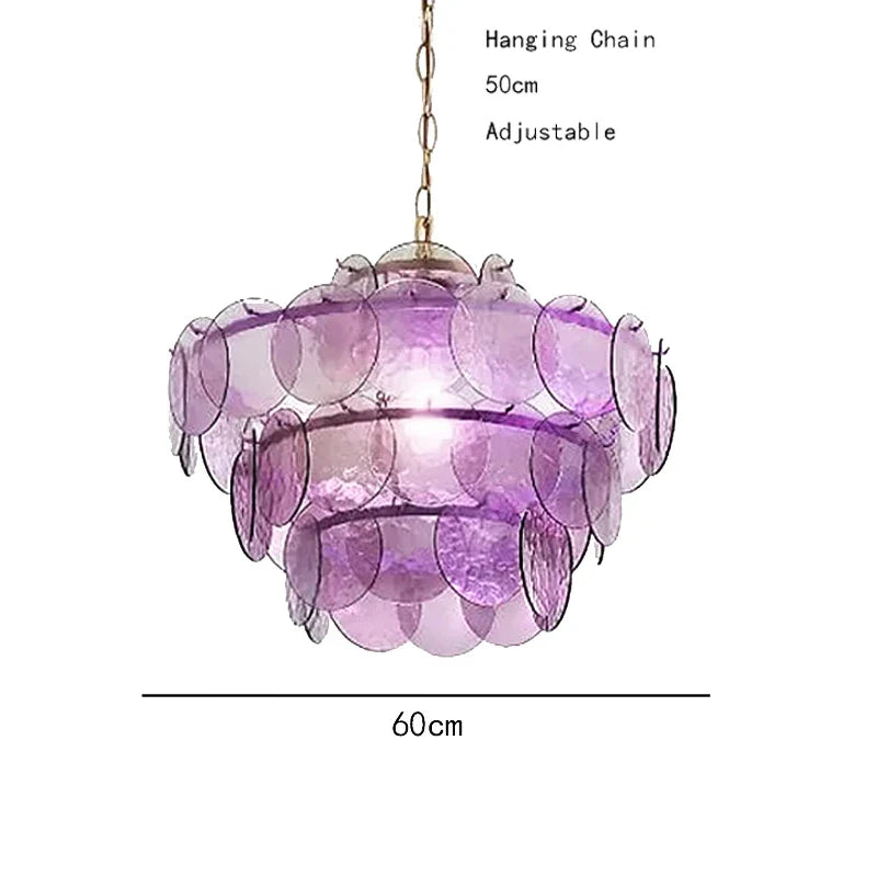 Afralia™ Modern Glass Piece Chandelier for Living Room, Green Amber Clear Lighting Fixtures