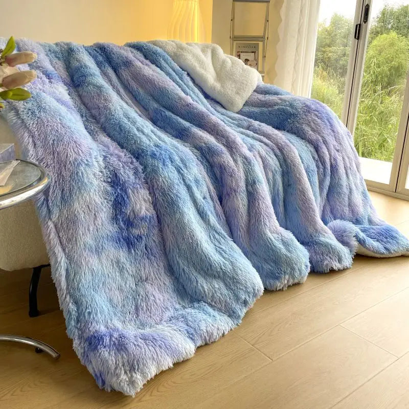 Afralia™ Shaggy Mink Berber Fleece Patchwork Blanket - Cozy Vintage Style for Winter Warmth