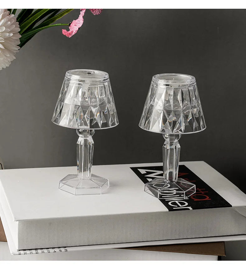 Afralia™ Crystal Diamond LED Night Light Table Lamp for Bedroom Reading