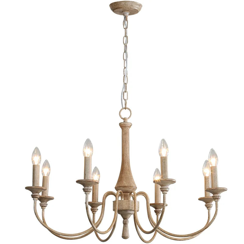 Afralia™ French Vintage Wooden Chandelier for Living Room Dining Bedroom Café Shop