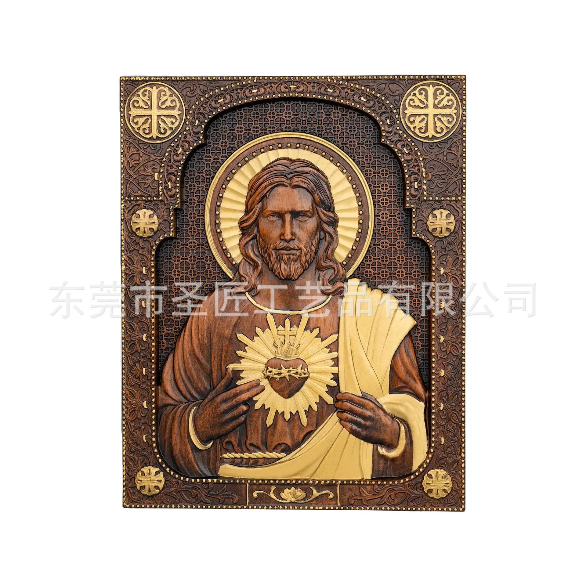 Afralia™ Sacred Heart Jesus Statue Wooden Plaque Wall Hanging Home Church Decor