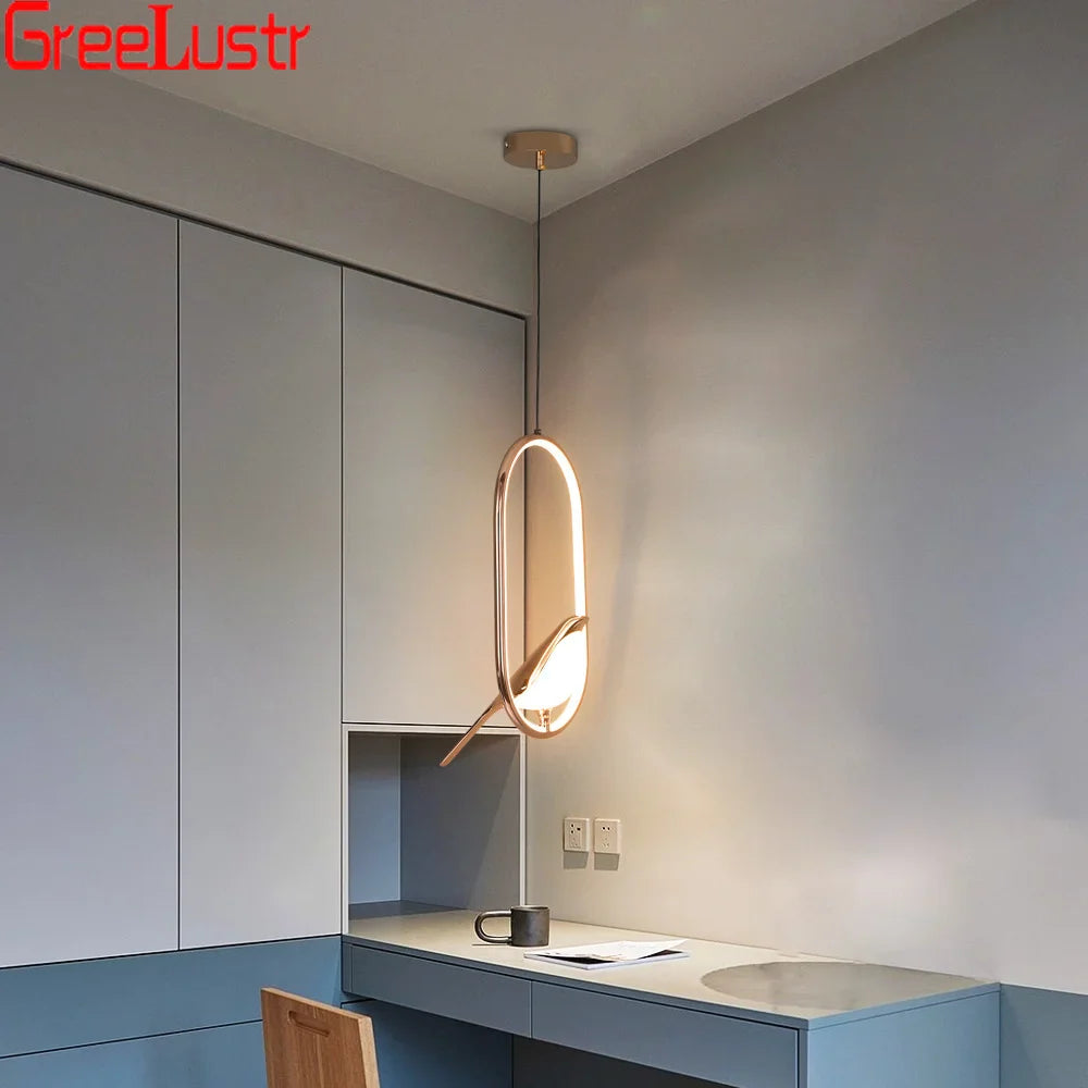 Afralia™ Modern Art Bird LED Pendant Lamp for Entryway Bedroom