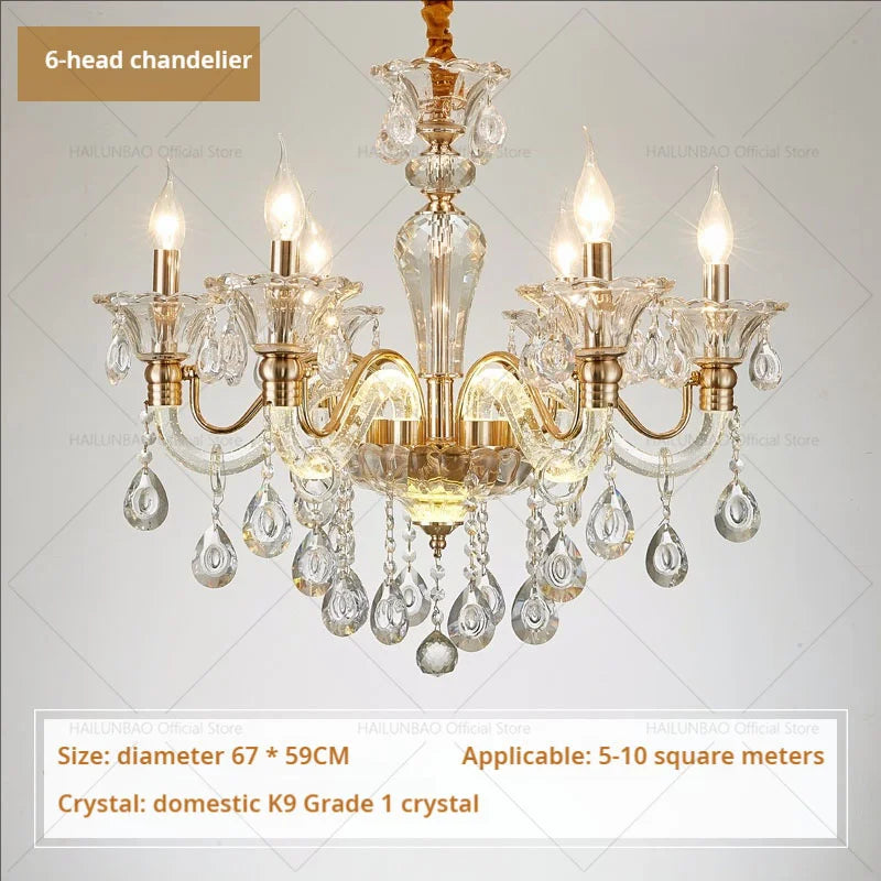 Afralia™ European Crystal Chandelier: Simple Fashion for Living, Dining, Bedroom & Villa