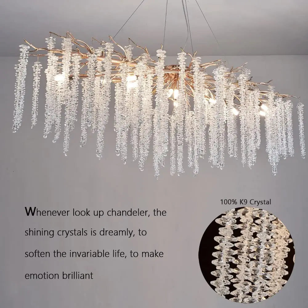Afralia™ Crystal Tassel Chandelier: Elegant Dining Room Pendant Light Fixtures