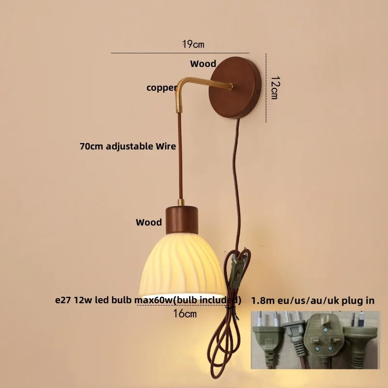 Afralia™ Adjustable LED Wall Light Fixture with Ceramic Wood Base for Home Decor