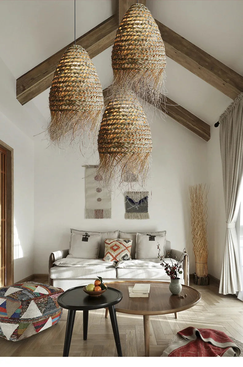 Afralia™ Rattan Pendant Lamps: Handmade Wabi Sabi Style for Thai Creative Hotel Living