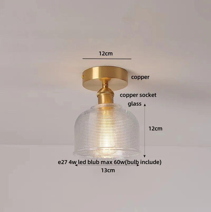 Afralia™ Retro Wood LED Ceiling Light Fixture Copper Rotate Luminaire