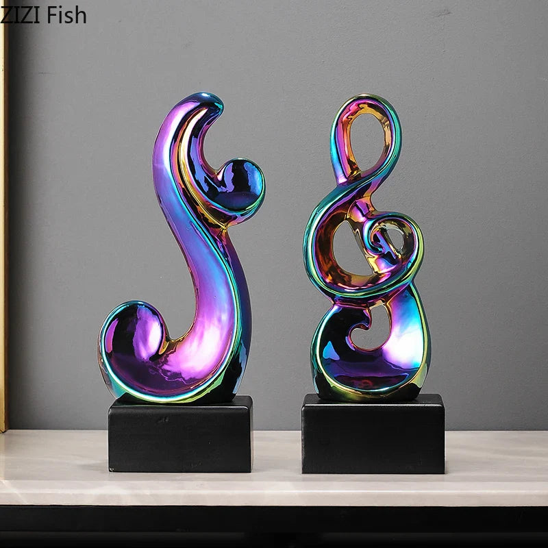 Afralia™ Musical Note Ceramic Statue Desk Decoration - Room Aesthetic Decor