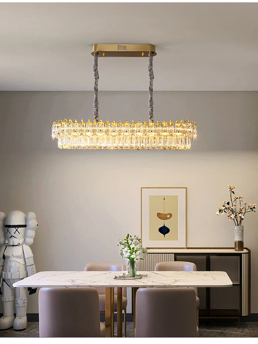 Afralia™ Crystal Ceiling Chandelier, Nordic Luxury Double Lampara for Dining Table