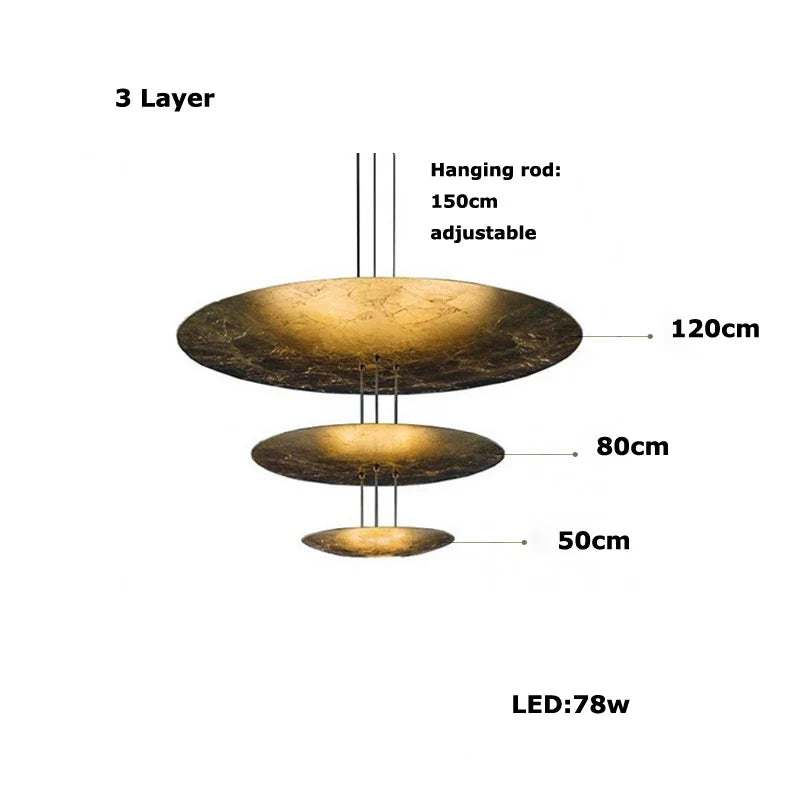 Afralia™ Gold Foil Pendant LED Chandelier, Modern Italian Design for Villas