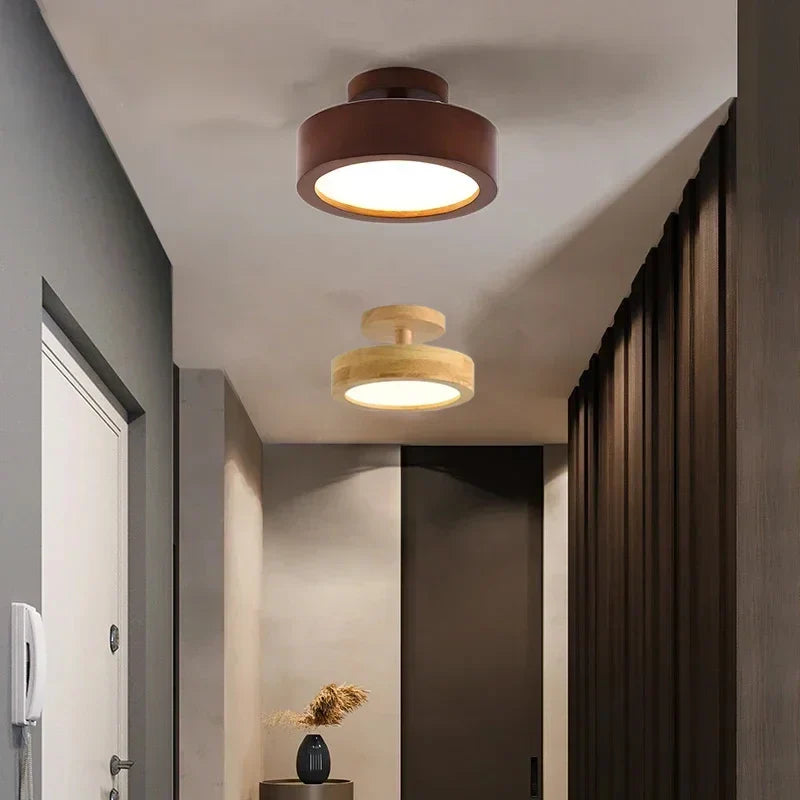 Nordic Wooden LED Ceiling Light - Afralia™ Minimalist Round Bedroom Lamps for Living Room