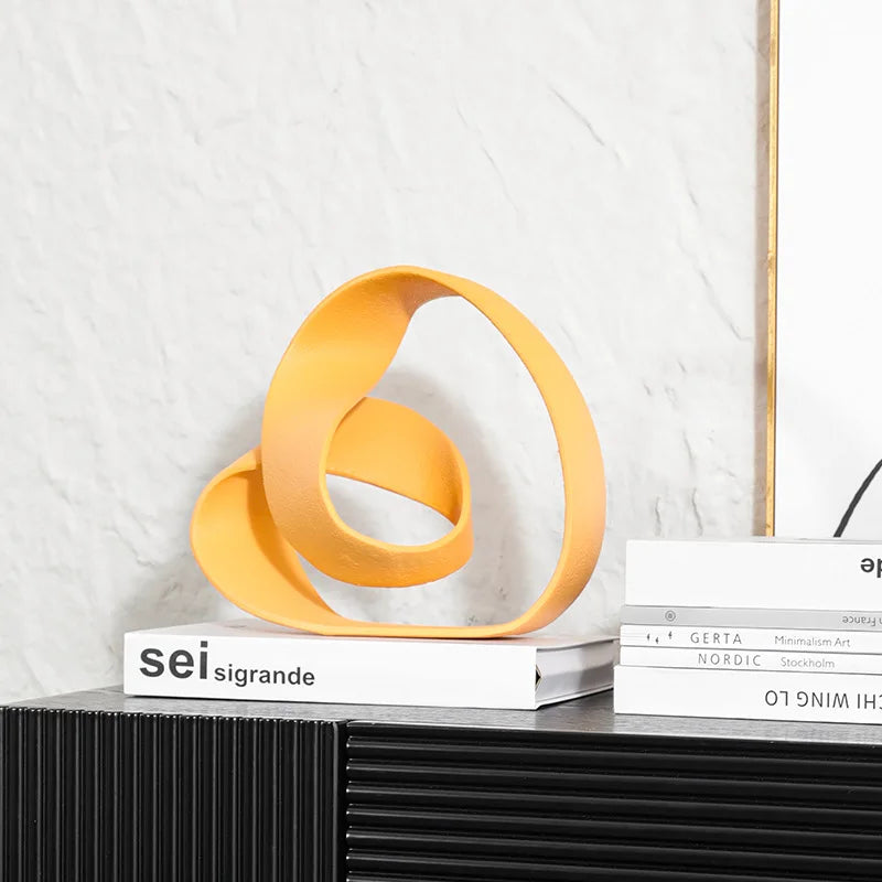 Afralia™ Resin Ribbon Geometric Figurines for Stylish Home Decor