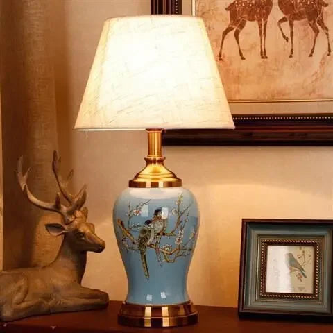Afralia™ Chinese Ceramic Table Lamp for Living Room, Bedroom, and Study Room