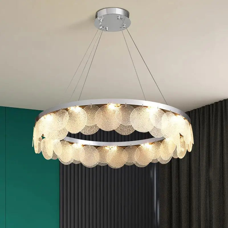 Afralia™ Modern Chrome Steel Ceiling Chandelier: Stylish LED Ceiling Lights for Living Room Décor