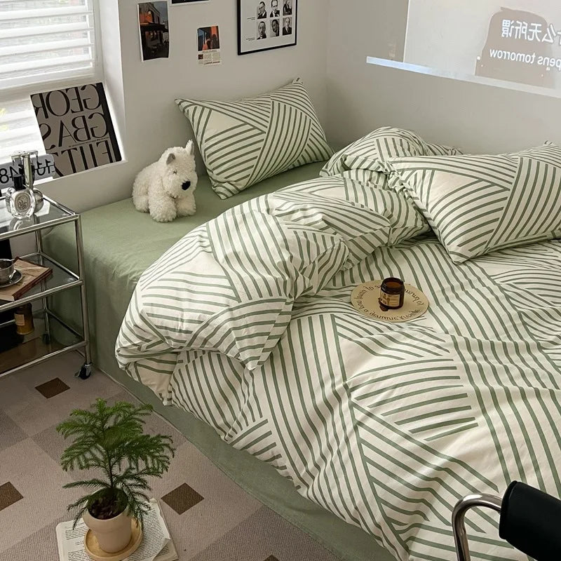 Afralia™ Geometric Pattern Cotton Bedding Set: Soft, Durable Quilt Kit for Adults