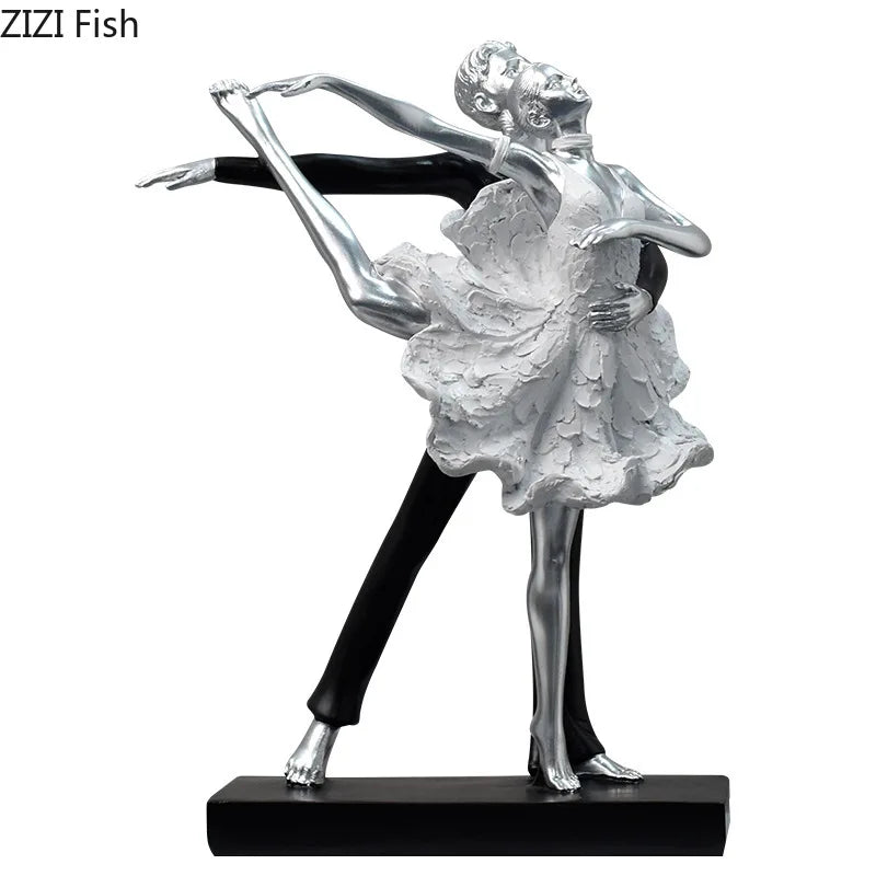 Afralia™ Golden Tango Dancer Couple Sculpture Home Decor Figurines