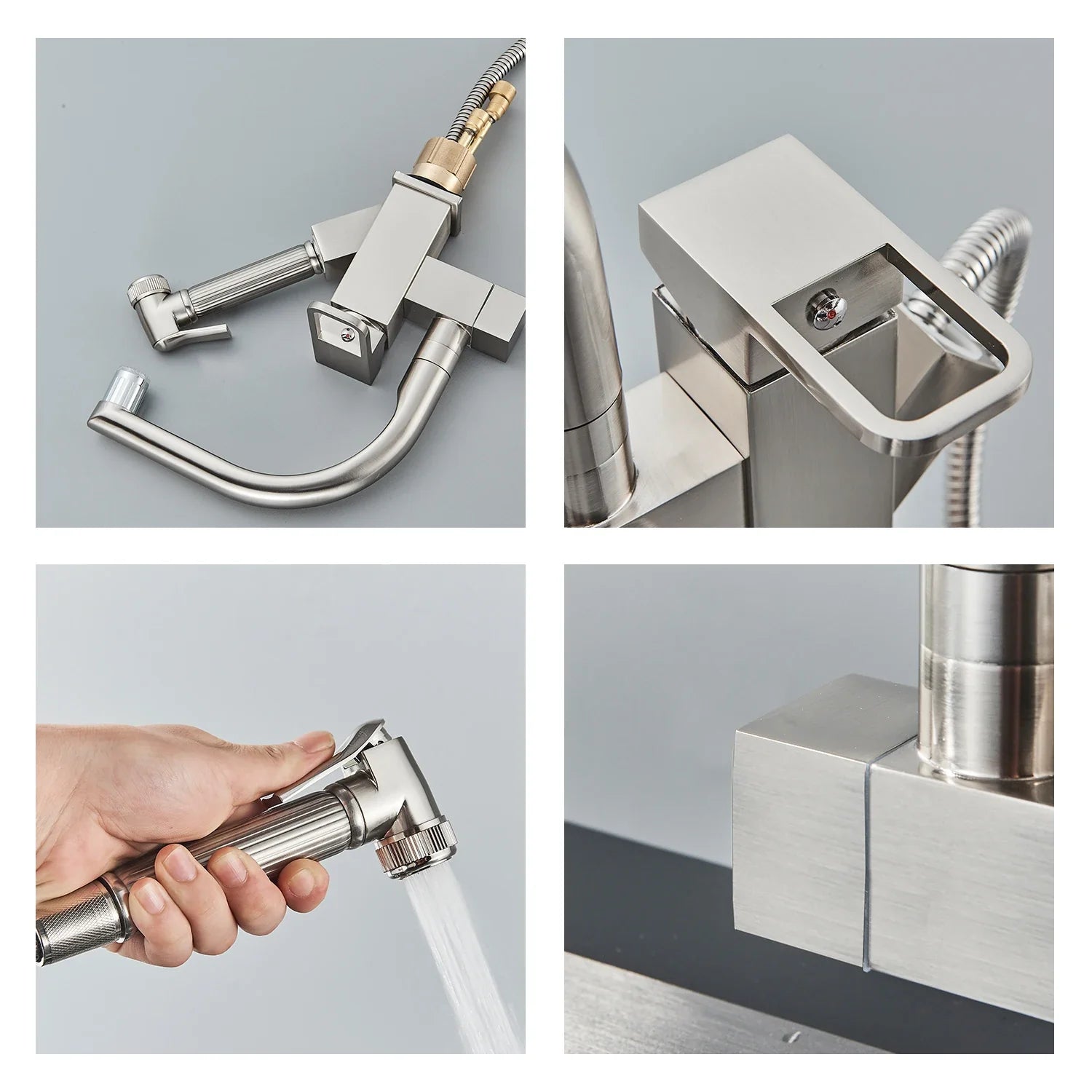 Afralia™ LED Kitchen Faucet Mixer with Swivel Spouts and Pull-Out Spray