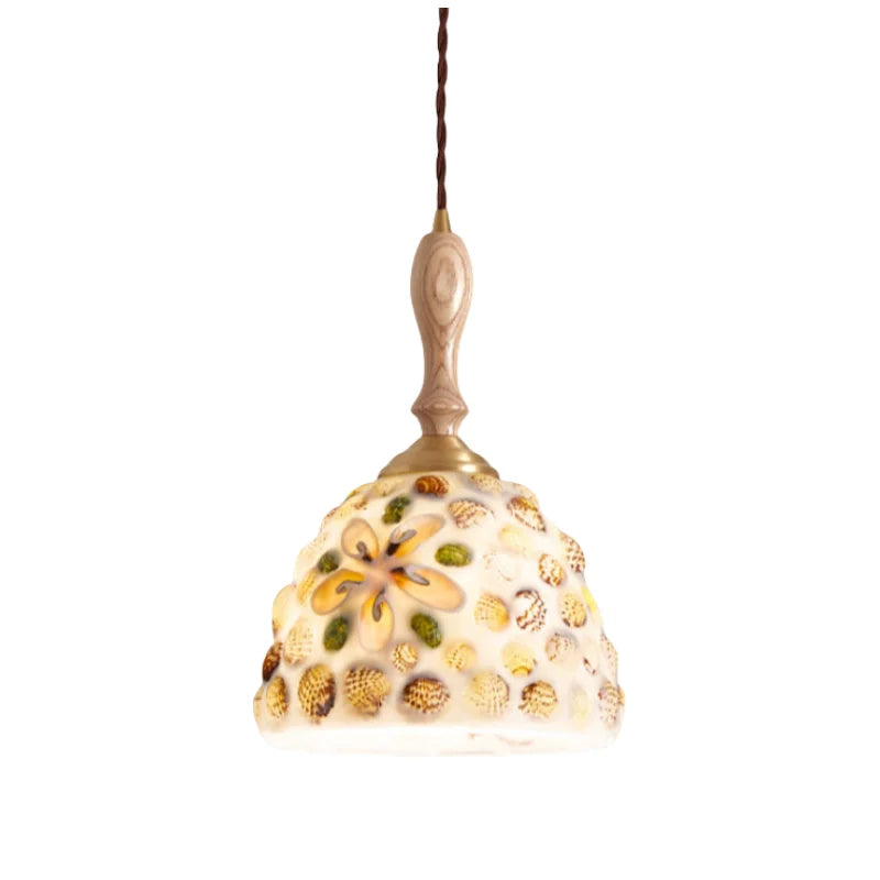 Afralia™ Vintage Resin LED Hang Lamp With Wood Handle - French Style Lighting
