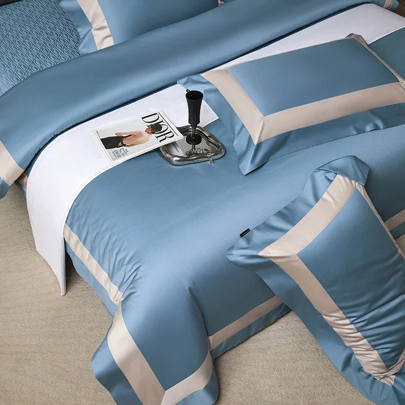 Afralia™ Luxury Egyptian Cotton Solid Color Bedding Set 4Pcs