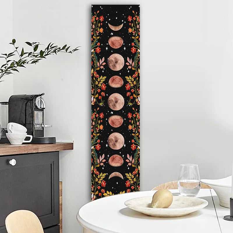 Afralia™ Moon Phase Flower Tapestry: Boho Wall Hanging & Home Decor