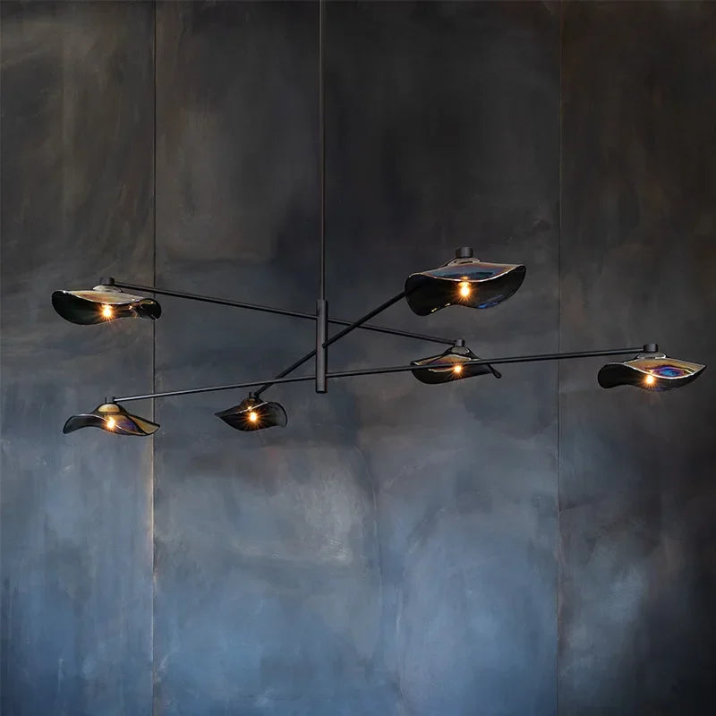 Afralia™ Lotus Leaf Glass Ceiling Chandelier for Bedroom Living Room Hall Lighting