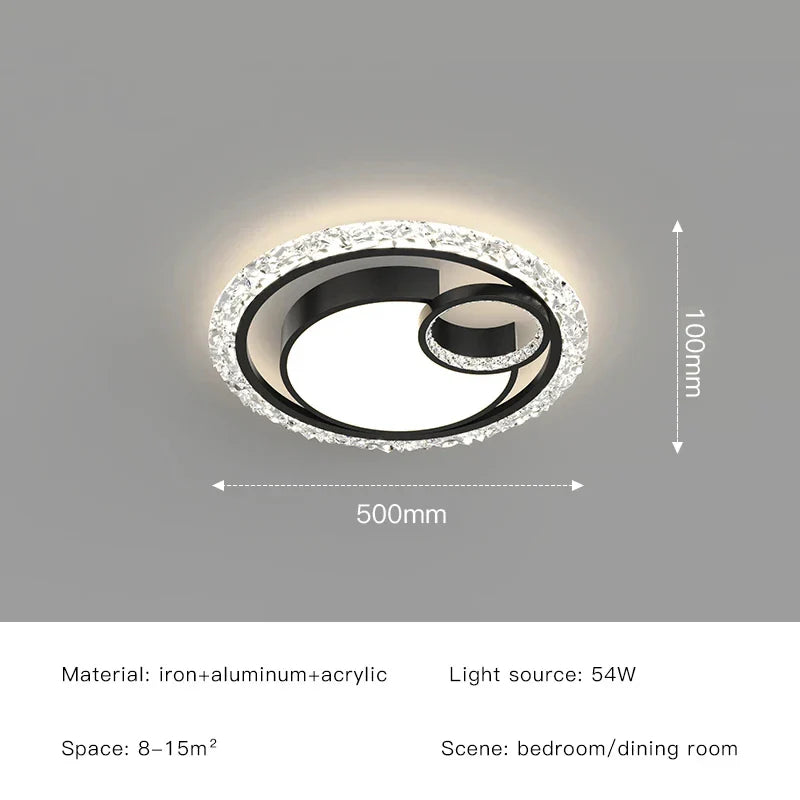 Afralia™ Golden Crystal LED Ceiling Lamps for Bedroom Kitchen Bathroom - Luxury Chandeliers