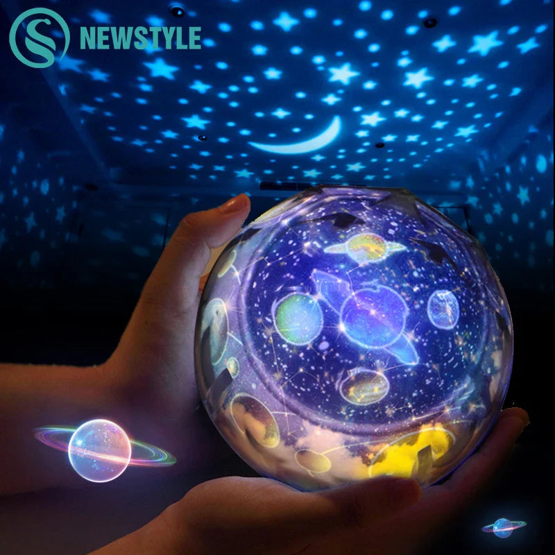 Afralia™ Starry Sky Projector Lamp: Rotating Universe LED Night Light for Kids' Magical Christmas Gift