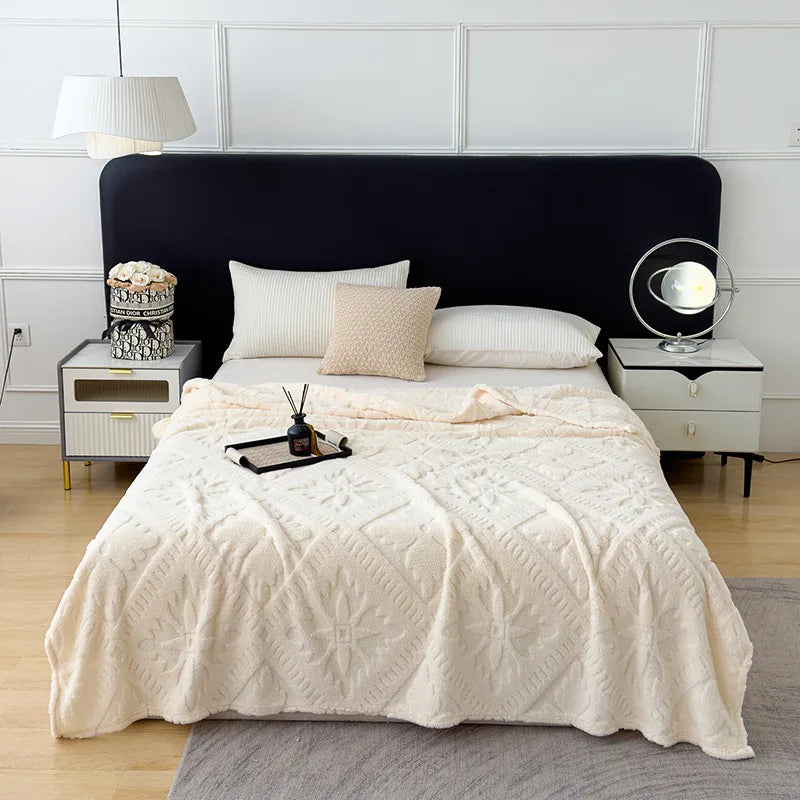 Afralia™ Jacquard Coral Velvet Sofa Cover Blanket | Soft & Warm for Spring/Autumn